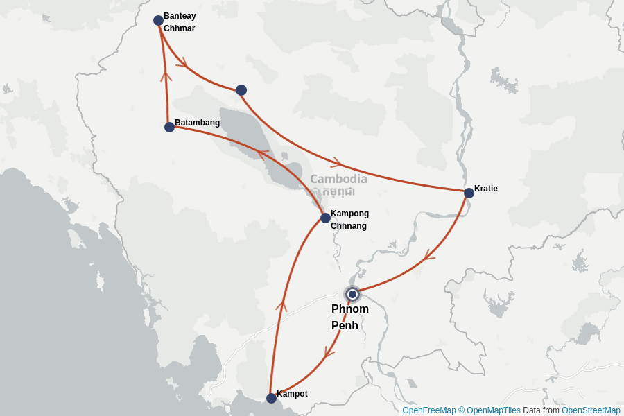 Itinerary Map image for Le Grand Tour du Cambodge