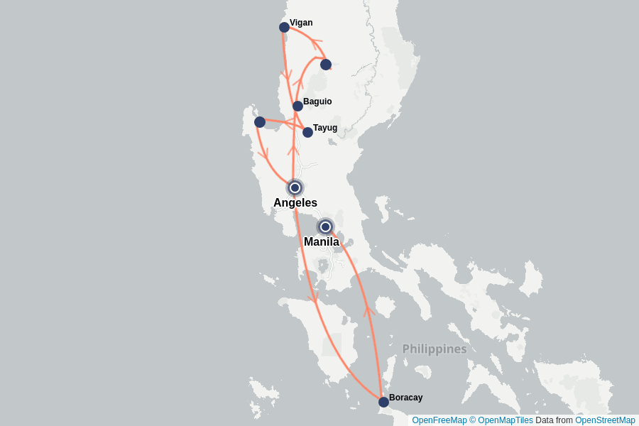 Itinerary Map image for Découverte des Philippines