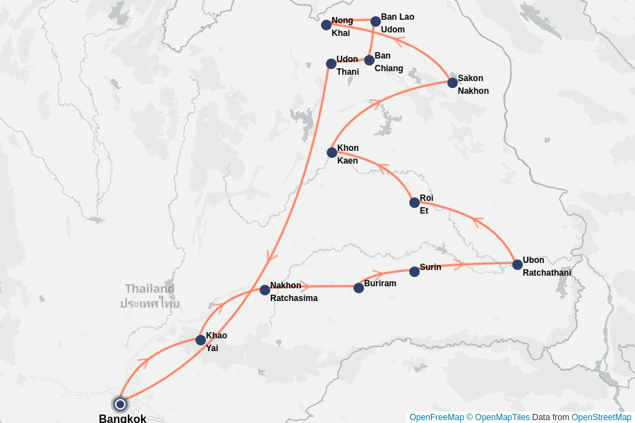 Itinerary Map image for Découverte de l’Isaan