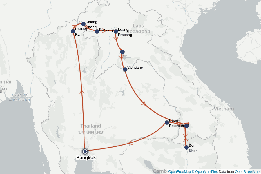 Itinerary Map image for Le Grand Tour du Laos