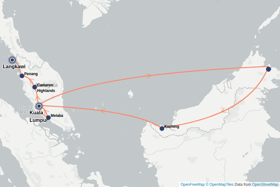 Itinerary Map image for Le Grand Tour de la Malaisie