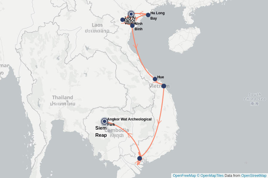 Itinerary Map image for Le Duo Vietnam et Cambodge
