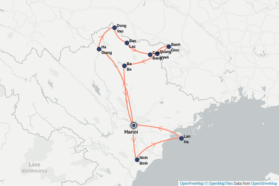 Itinerary Map image for Vietnam Nord: Randonée à Hà Giang