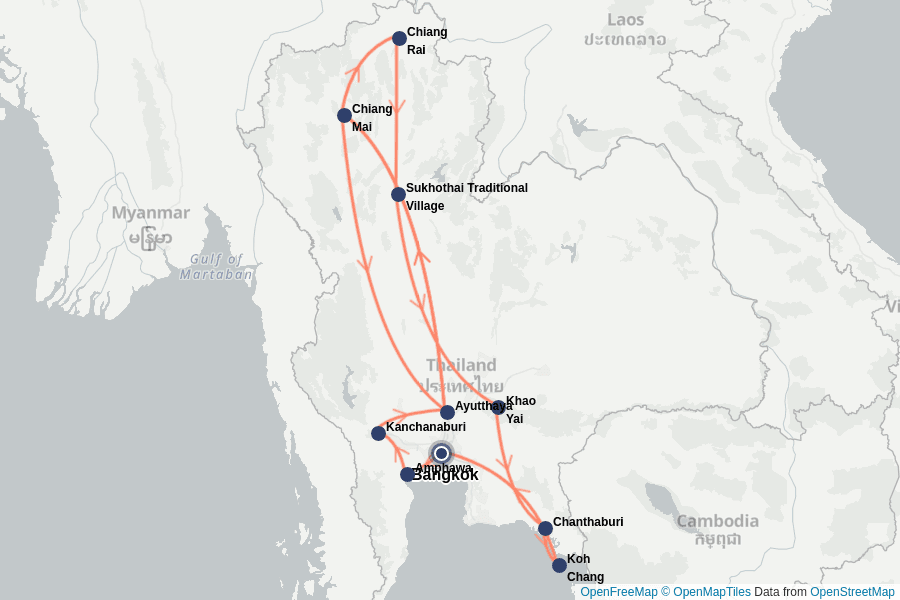 Itinerary Map image for Thaïlande du Nord Authentique