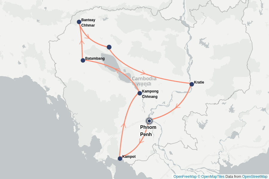 Itinerary Map image for Le Grand Tour du Cambodge