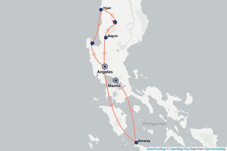 Itinerary Map image for Philippinen: Ifugao Tribu, Reisterrassen & Boracay