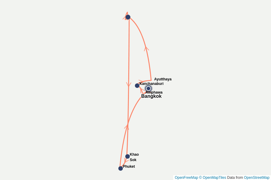 Itinerary Map image for Le Grand Tour de la Thaïlande