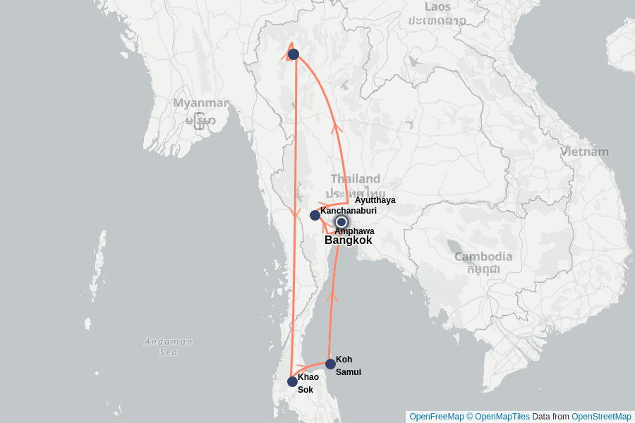 Itinerary Map image for Le Grand Tour de la Thaïlande