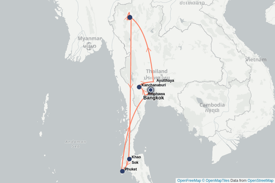 Itinerary Map image for Le Grand Tour de la Thaïlande