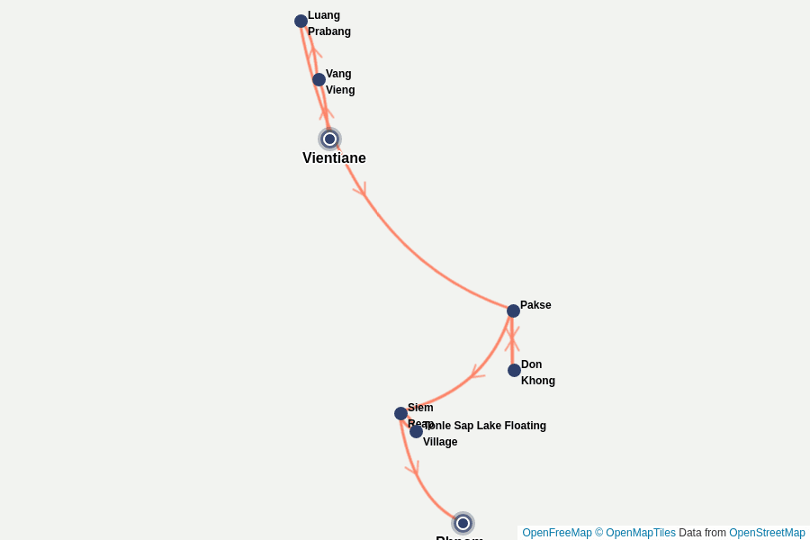 Itinerary Map image for Laos & Cambodge en immersion