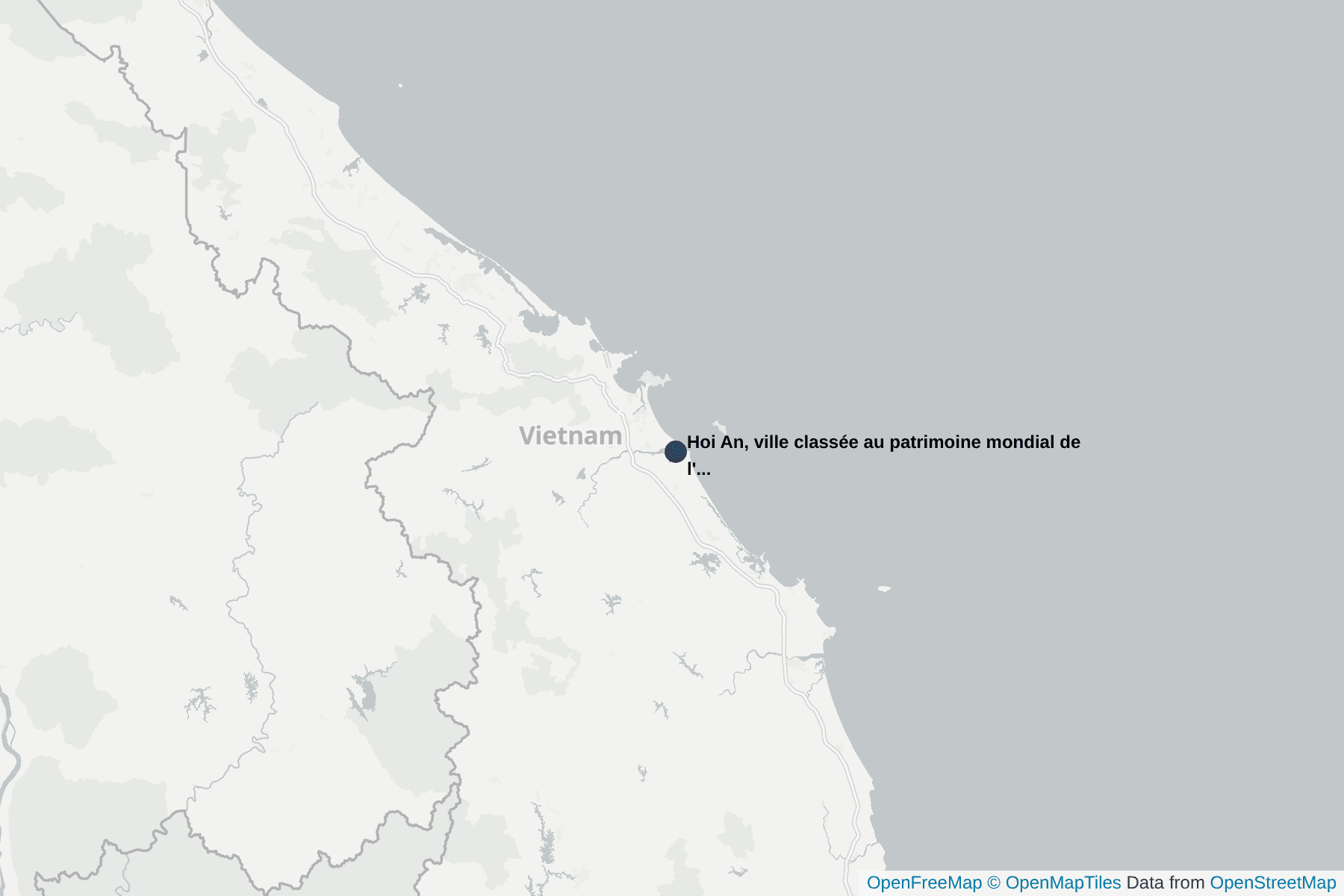 Carte de Hoi An, ville classée au patrimoine mondial de l'UNESCO