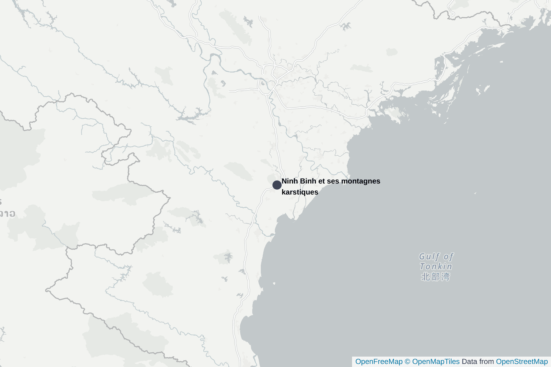 Carte de Ninh Binh et ses montagnes karstiques
