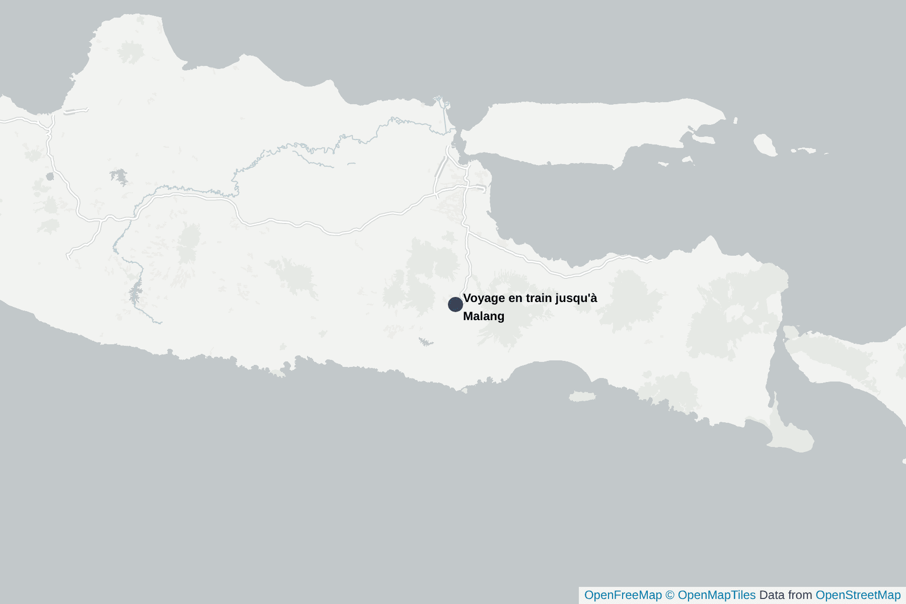 Carte de Voyage en train jusqu'à Malang